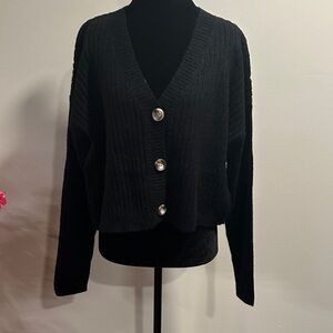 Black Button-Up Women's Sweater